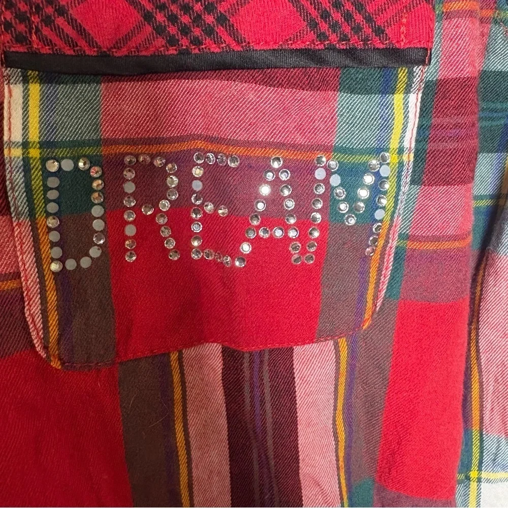 Victoria’s Secret Plaid Pajama Romper Rhinestone Dream Size M